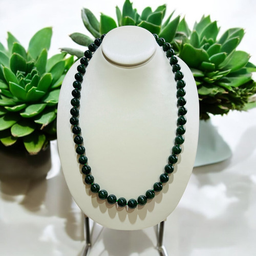 24" Nephrite Jade 10mm Beaded Necklace